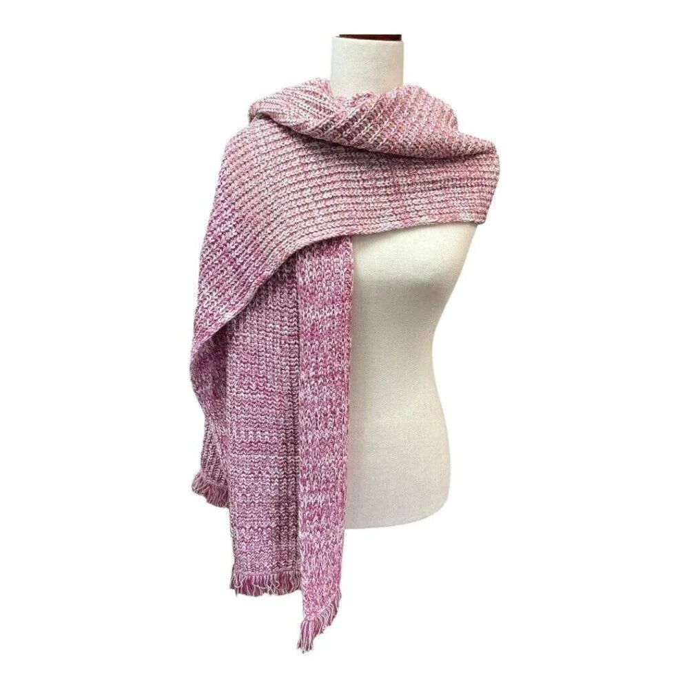 Stitches & Stripes Acrylic Scarf~Size OS~Pink Orange Pashmina~Stitch Fix NWT - Picture 1 of 9